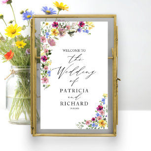 Affiche Bienvenue au mariage bohème aux fleurs sauvages 