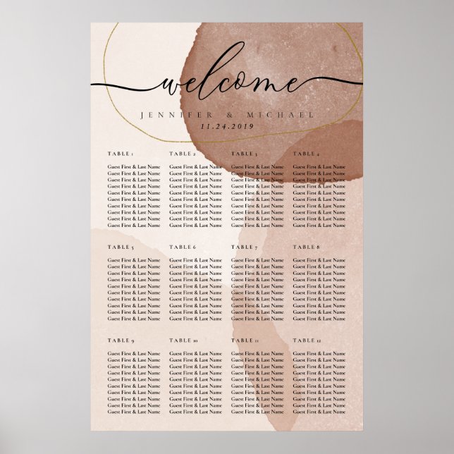 Affiche Bienvenue au mariage bohème plage terracotta (Devant)