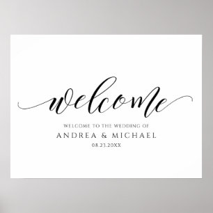 Affiche Bienvenue au Mariage Calligraphie Moderne pour Ent