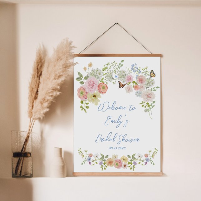 Affiche Bienvenue au mariage champêtre pastel (Créateur téléchargé)