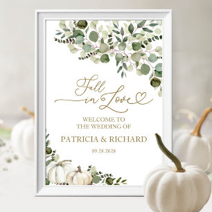 Affiche Bienvenue au mariage de la citrouille verdoyante d