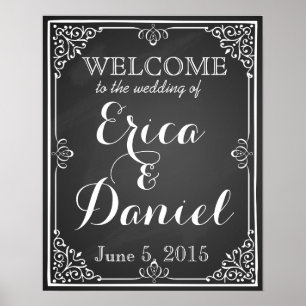 Affiche bienvenue au mariage de panneau de craie impressio