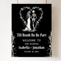 Bienvenue au mariage de squelettes gothiques noirs
