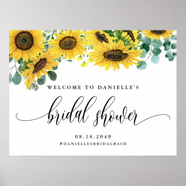 Affiche Bienvenue au mariage de tournesols et d'eucalyptus (Devant)