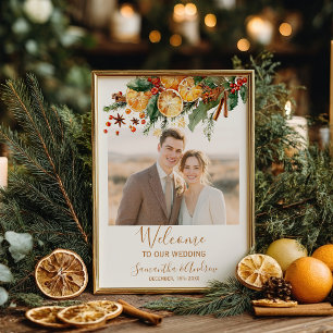 Affiche Bienvenue au mariage d'hiver Citrus Noël