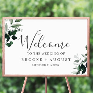 Affiche Bienvenue au Mariage Emerald Greenery