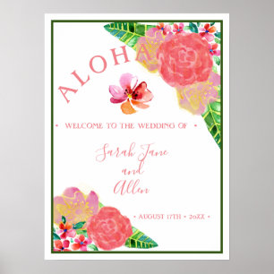 Affiche Bienvenue au Mariage Hawaiian Aloha