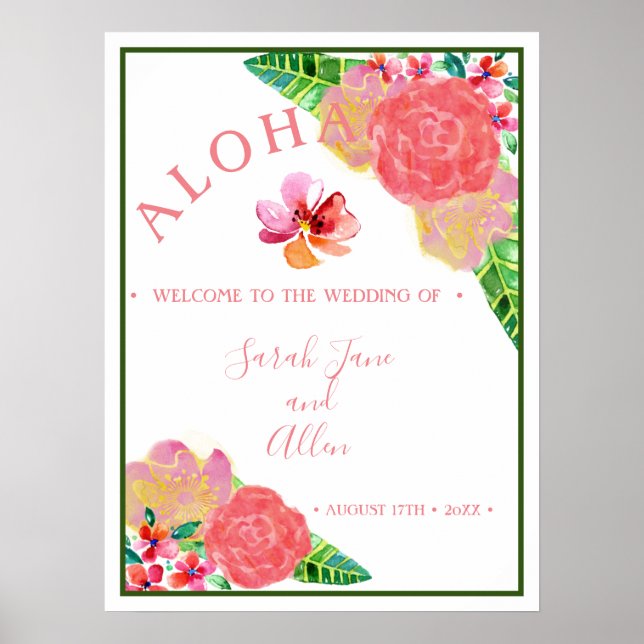 Affiche Bienvenue au Mariage Hawaiian Aloha (Devant)