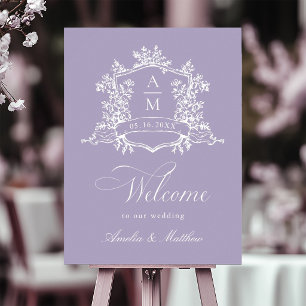 Affiche Bienvenue au mariage Lavande Classique à Crête Flo