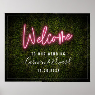 Affiche Bienvenue au Mariage Neon Boxwood