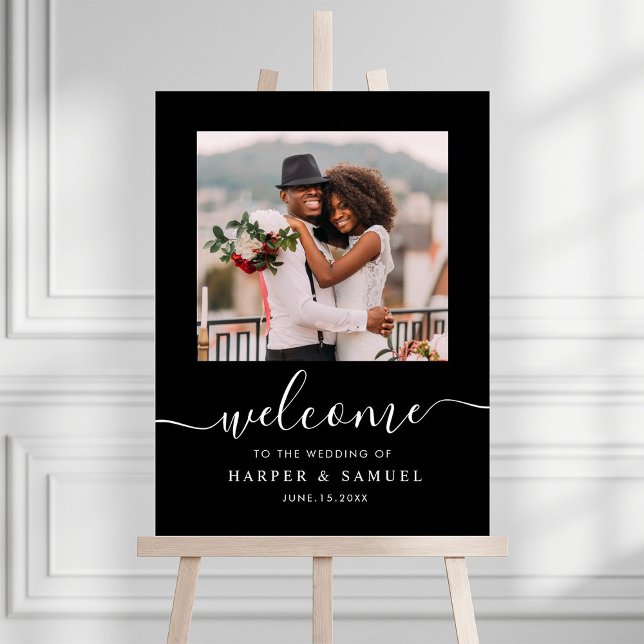 Affiche Bienvenue au mariage photo calligraphie élégante n (Créateur téléchargé)