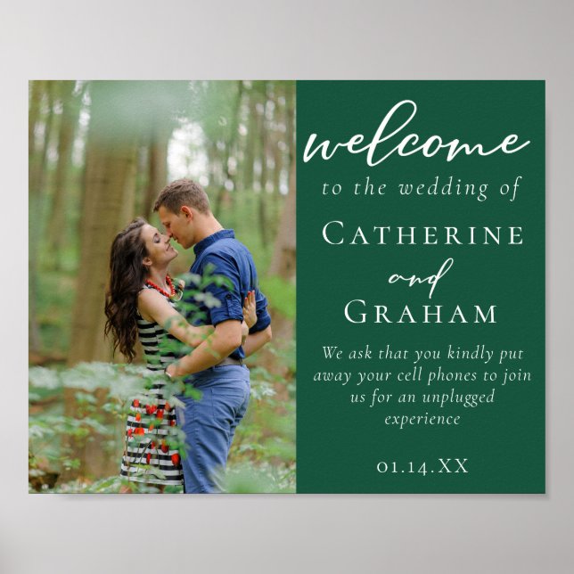 Affiche Bienvenue au Mariage photo Emerald Green Couple (Devant)