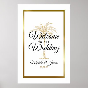 Affiche Bienvenue au mariage sous les palmiers Tropical Go