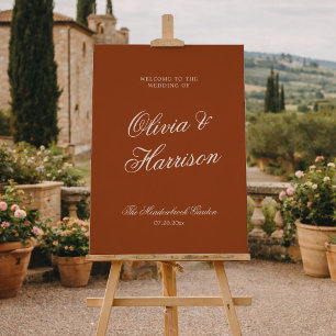 Affiche Bienvenue au mariage Terracotta Burnt Orange Old M
