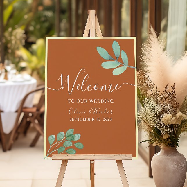 Affiche Bienvenue au mariage Terracotta Orange Brûlé (Créateur téléchargé)