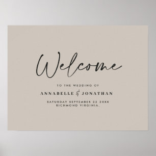 Affiche Bienvenue au mariage typographie moderne de mariag