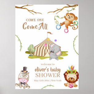 Affiche Bienvenue au Safari de la Forêt pour la Baby Showe