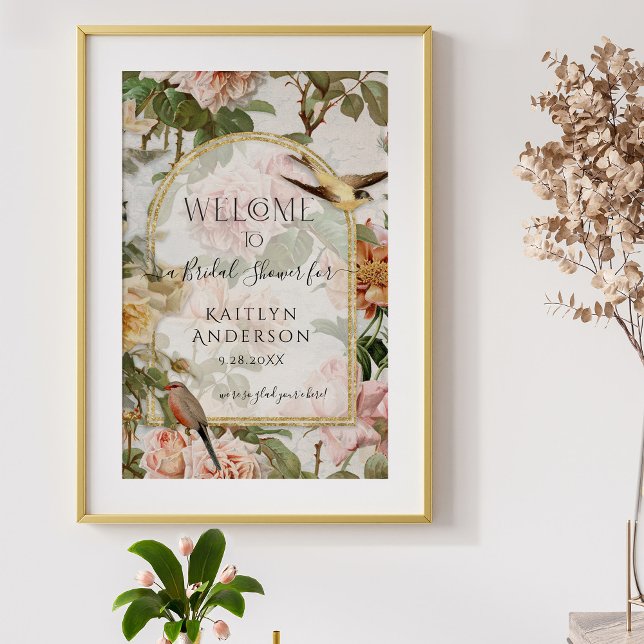 Affiche Bienvenue au Shower de Mariée à l'Aquarelle Botani (Créateur téléchargé)