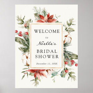 Affiche Bienvenue au Shower de Mariée Hivernal Évergreen P