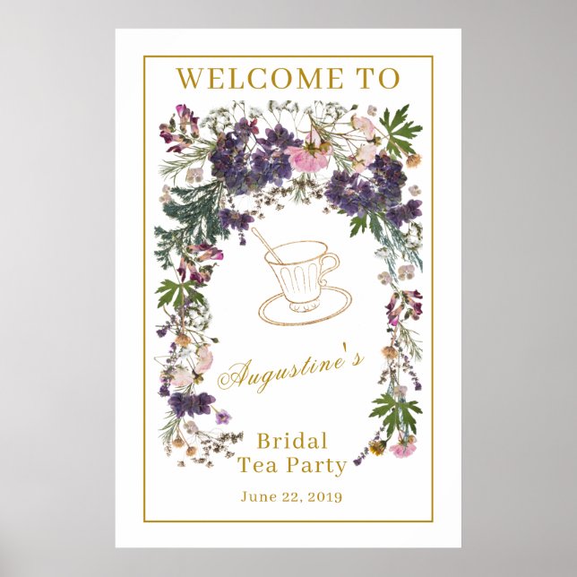 Affiche Bienvenue au Thé de Mariage aux Fleurs Sauvages Sé (Devant)