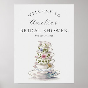 Affiche Bienvenue au Wedding shower du Tea Party