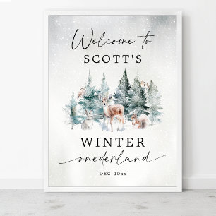 Affiche Bienvenue au Winter ONEderland Woodland pour le 1e
