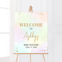 Bienvenue Baby shower arc-en-ciel aquarelle