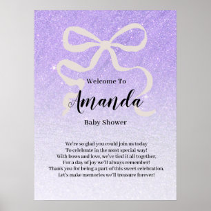 Affiche Bienvenue Baby Shower avec dégradé de paillettes e