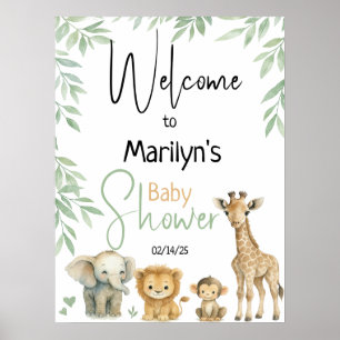 Affiche Bienvenue Baby Shower Bébés Animaux