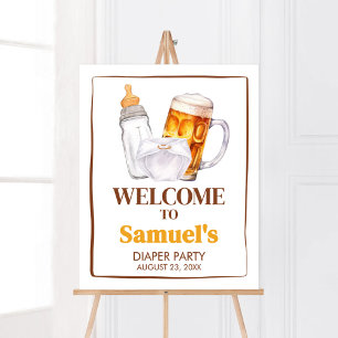 Affiche Bienvenue Baby shower de fête de bière