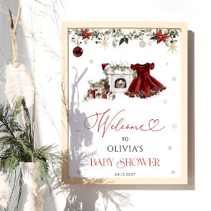 Affiche Bienvenue Baby shower Fille de Noël