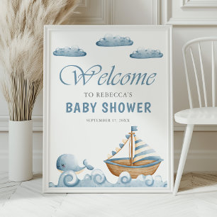 Affiche Bienvenue Baby shower nautique Cute