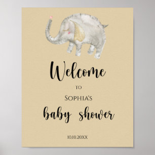 Affiche Bienvenue bébé éléphant ballon shower