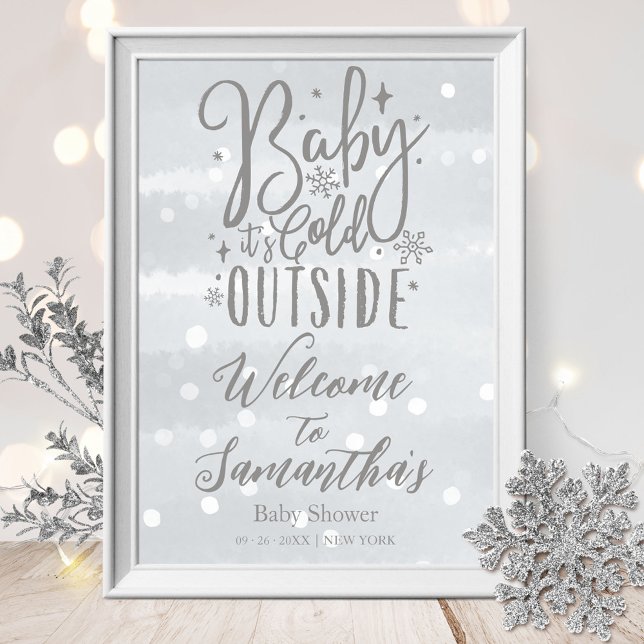 Affiche Bienvenue Bébé Il Fait Froid Dehors Signe de Bienv (Créateur téléchargé)