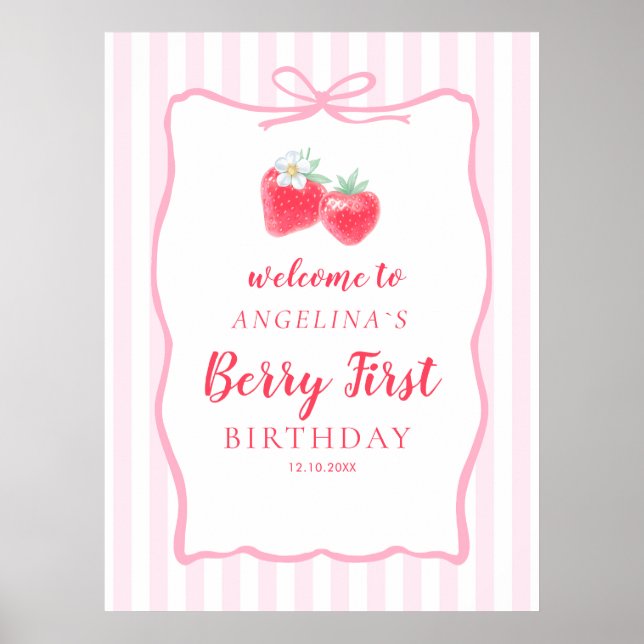 Affiche Bienvenue Berry Theme Premier Anniversaire (Devant)