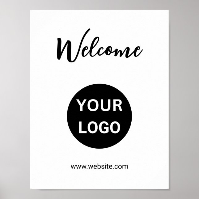 Affiche Bienvenue Black and White Business Logo Website (Devant)