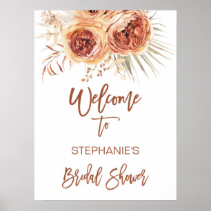 Affiche Bienvenue Bohème Terre Cuite Orange Brûlé Floral M