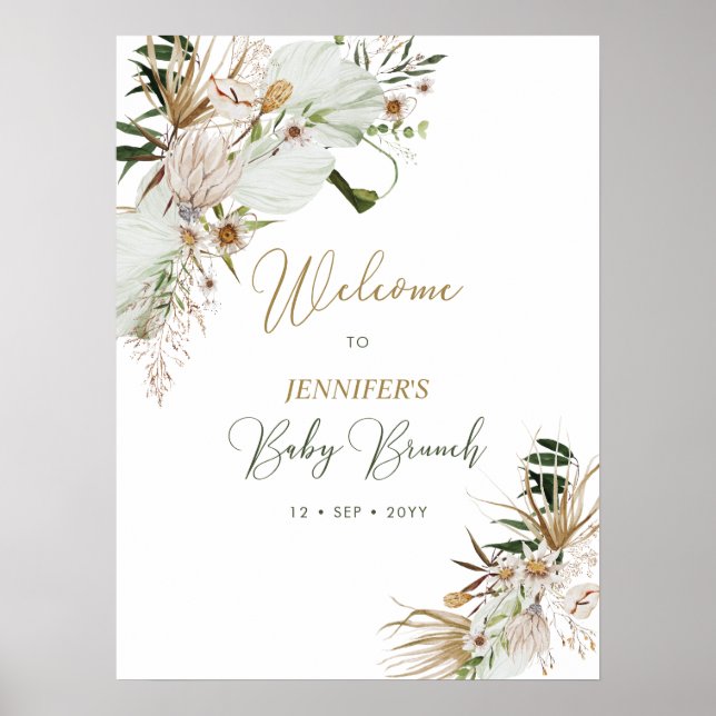 Affiche Bienvenue Boho/Bohème pour le Brunch de Bébé  (Devant)