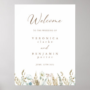 Affiche Bienvenue Boho Rustic Mariage Budget