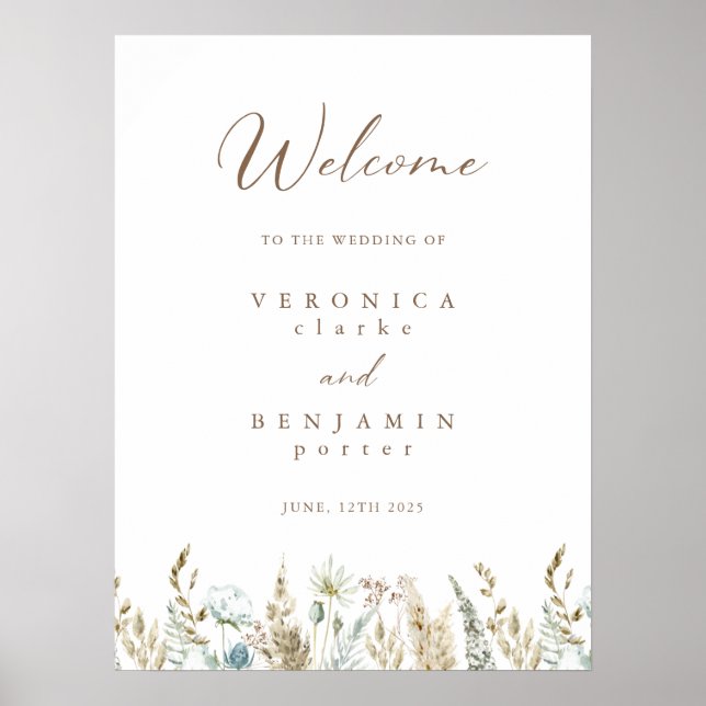 Affiche Bienvenue Boho Rustic Mariage Budget (Devant)