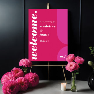 Affiche Bienvenue Bold Pink Magenta Retro Mariage Abstrait