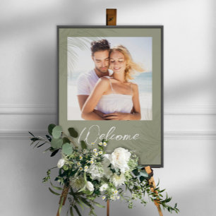 Affiche Bienvenue Botanique Tropical Palm Feuille Mariage