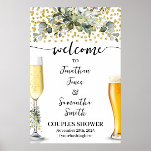 Affiche Bienvenue Bubbles & Brews Eucalyptus Gold Douche