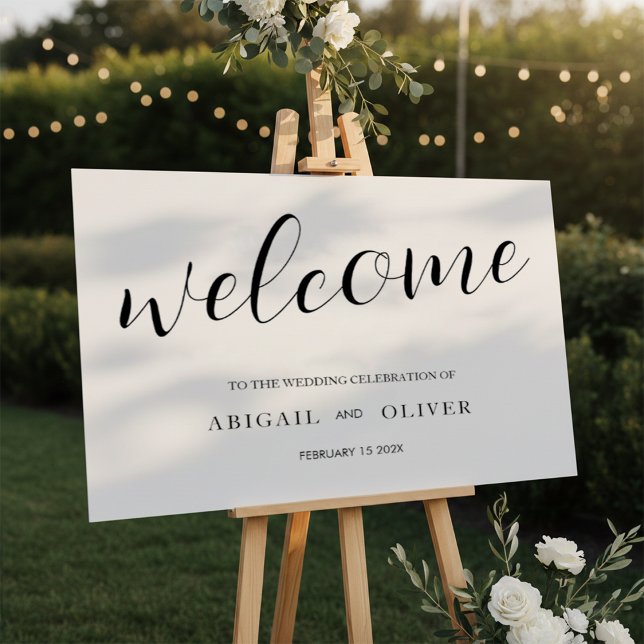 Affiche bienvenue | Calligraphie Simple Noir Blanc (Créateur téléchargé)