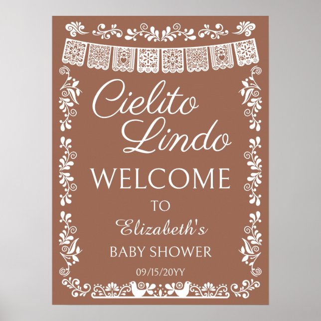 Affiche Bienvenue Cielito Lindo Baby Shower Terracotta (Devant)
