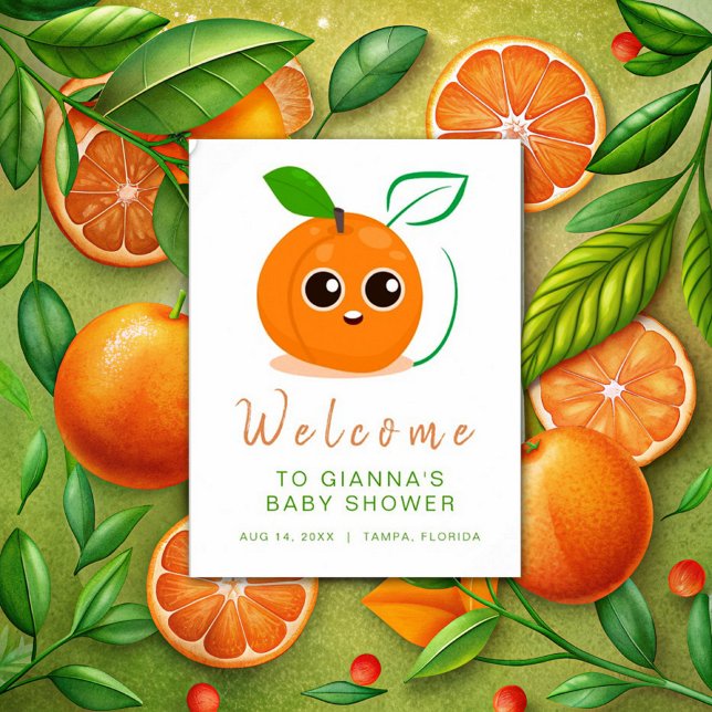 Affiche Bienvenue Clementine Orange Fruit Baby shower (Créateur téléchargé)