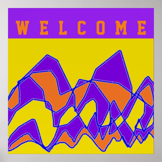 AFFICHE BIENVENUE CONÇUE POUR VOUS PURPLE ET MUSTARD (Devant)