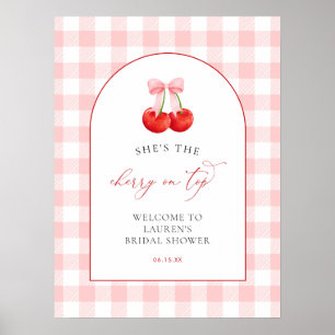 Affiche Bienvenue Coquette Rose Cerise sur le Bébé à Venir