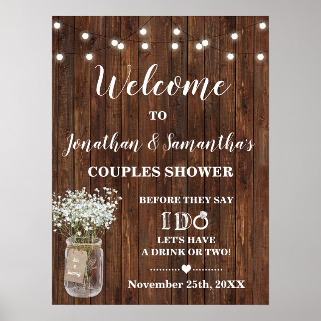 Affiche Bienvenue Couples Douche Mariage campagnard Ouest (Devant)