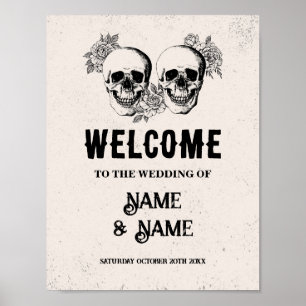 Affiche Bienvenue Crâne Rustique Halloween Signet Mariage